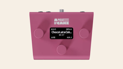 A piece of cake backing track player in pink, front view