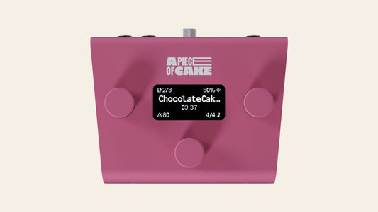A piece of cake backing track player in pink, front view