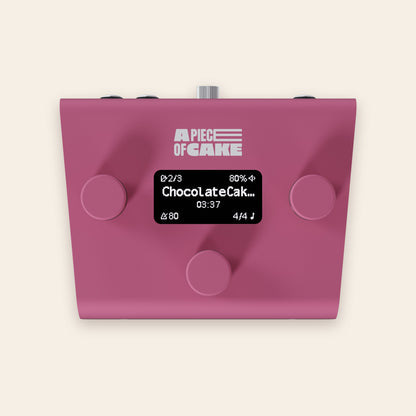 A piece of cake backing track player in pink, front view